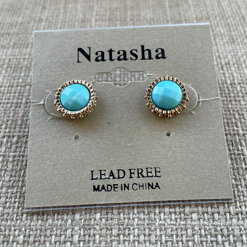 Natasha Women Earrings Stud Lead Free Gold Tone Ladies Earrings Jewelry New - Picture 1 of 11